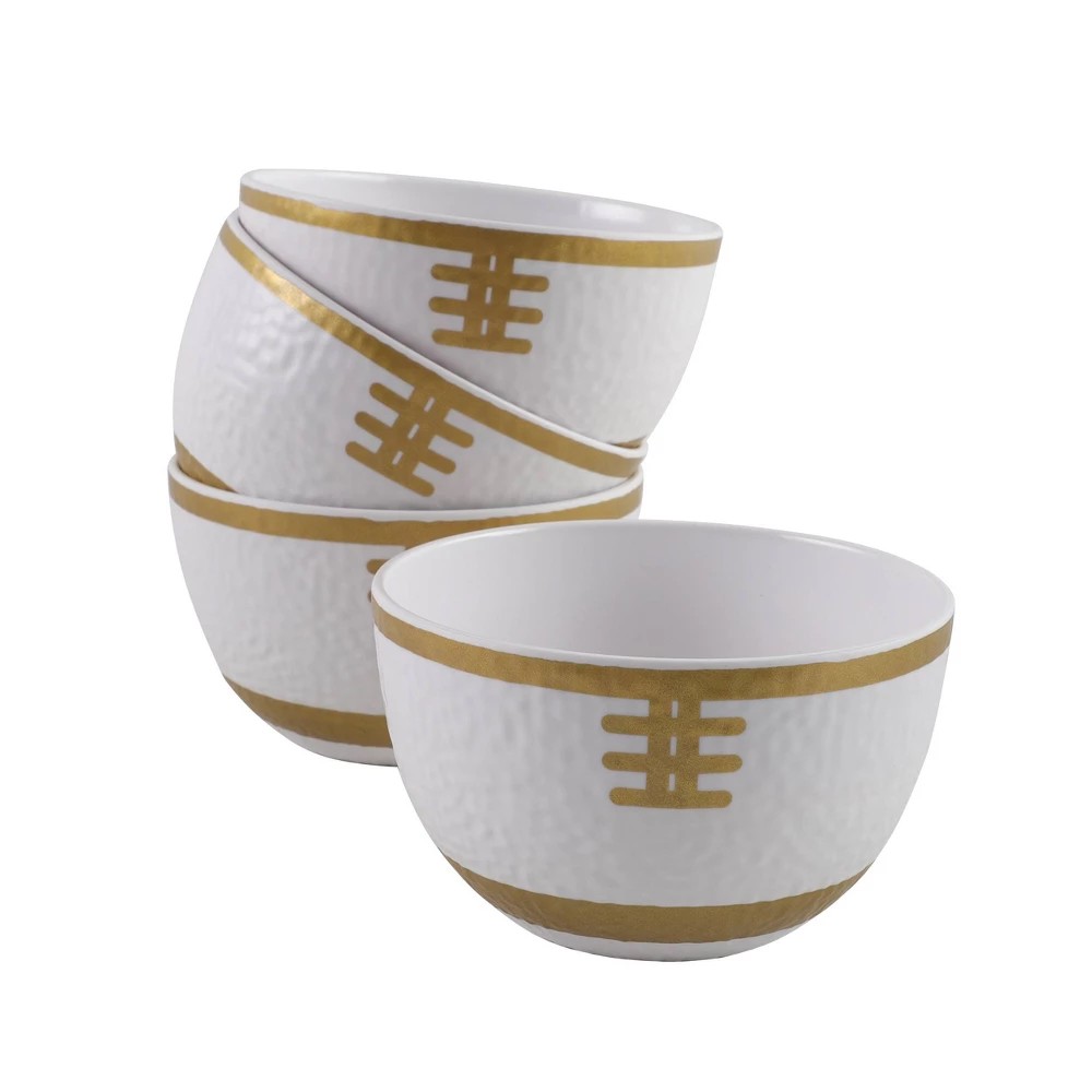 Cook with Color 4pc Football Mini Bowls Cream/Gold
