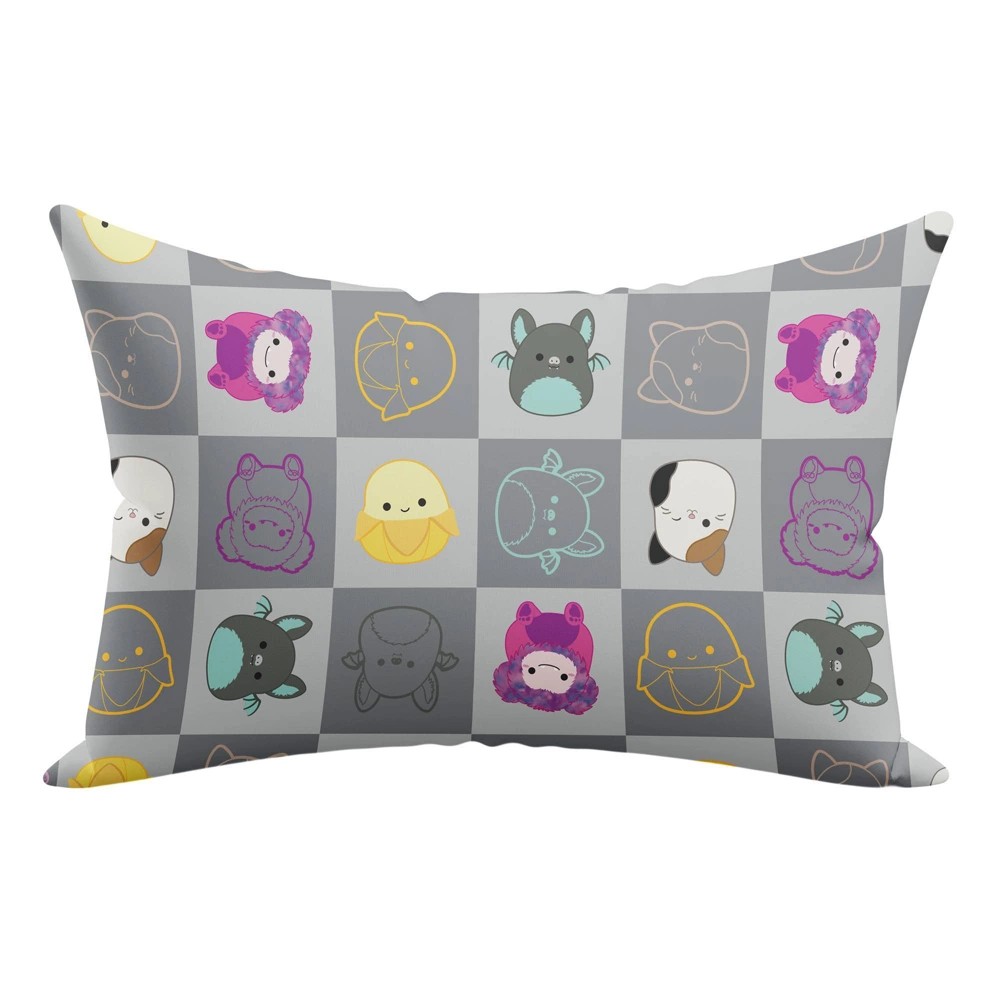 SquishPillow by Original Squishmallows Standard Ultra Soft Pillowcase Cover Squish Squares Gray