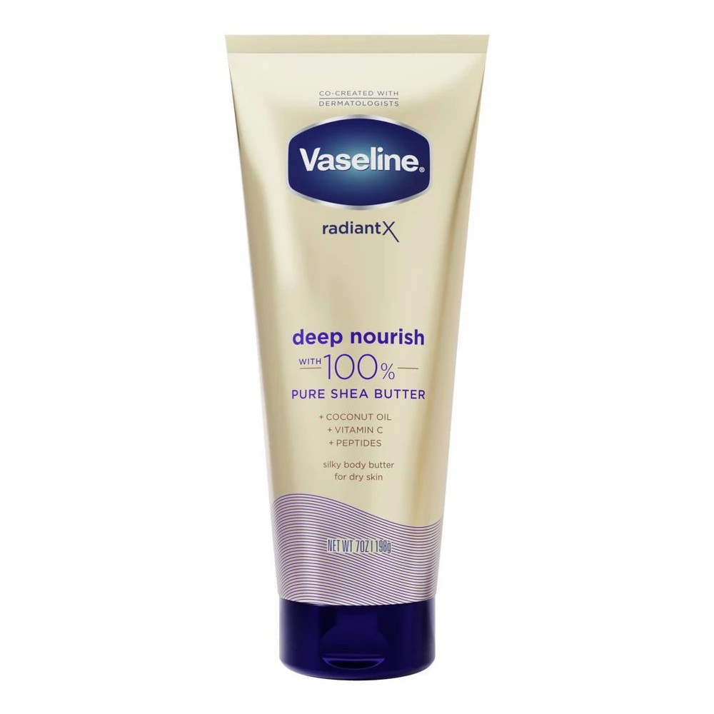 Vaseline Radiant X Moisturizing Body Butter & Lotion Deep Nourish with 100% Pure Shea Butter  7 Oz