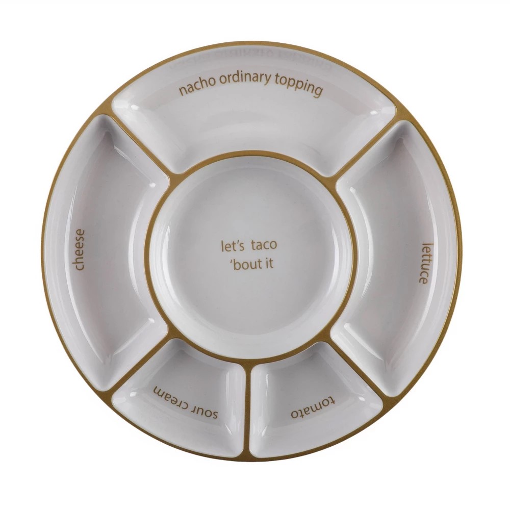 Cook with Color Round Sectional Serving Platter Cream/Gold ‼️mild stain‼️