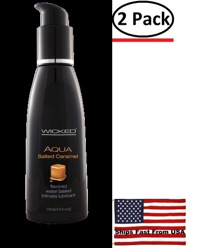 ( 2 Pack ) Aqua Salted Caramel Flavored Water-Based Intimate Lubricant 2 Oz.