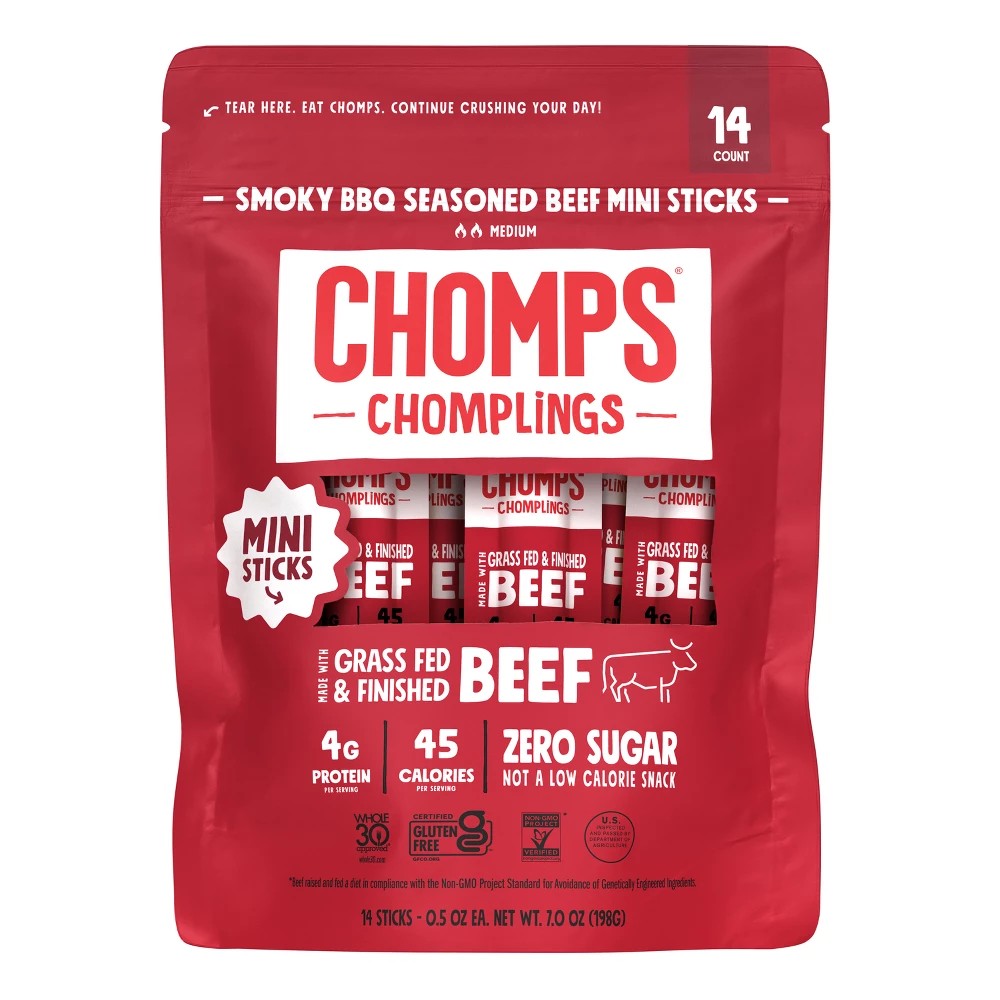 Chomps Chomplings Smoky BBQ Beef Mini Sticks - 7oz/14ct