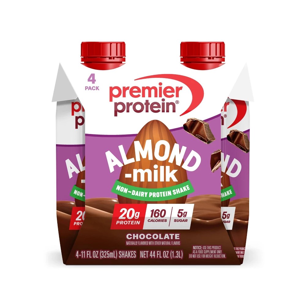 Premier Protein Almond Milk Non-Dairy Chocolate Protein Shake - 11 Fl Oz/4pk: Keto Certified, Gluten-Free, Whey Protein, 20g Protein