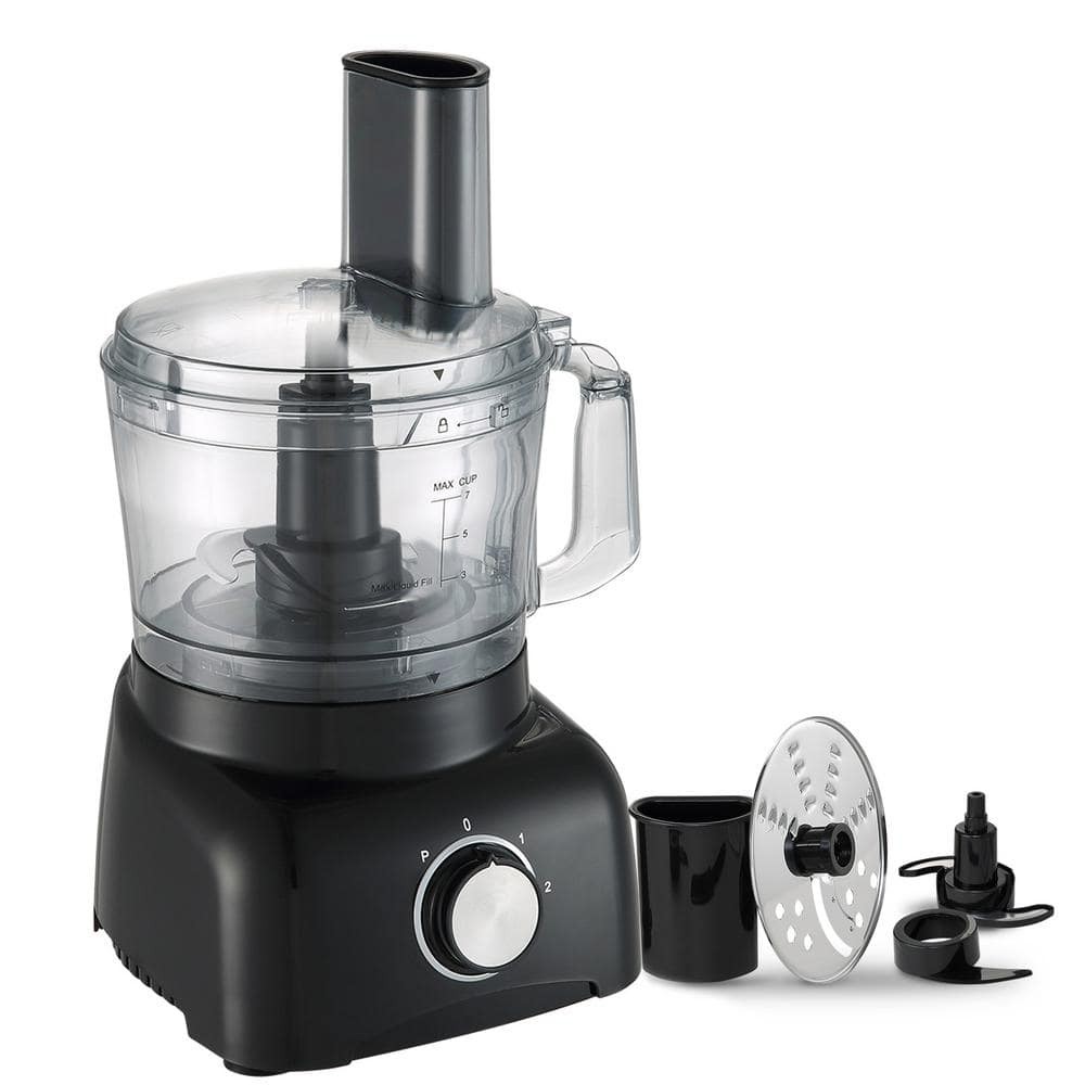 Food Processor 7-Cup 2-Speed Black Food Processor for Chopping, Mixing, Kneading Dough, 350W Stainless Steel Blade