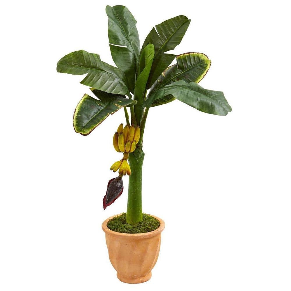 3 Ft. Artificial Banana Tree in Brown Planter, Artificial Indoor Home Decor Plant