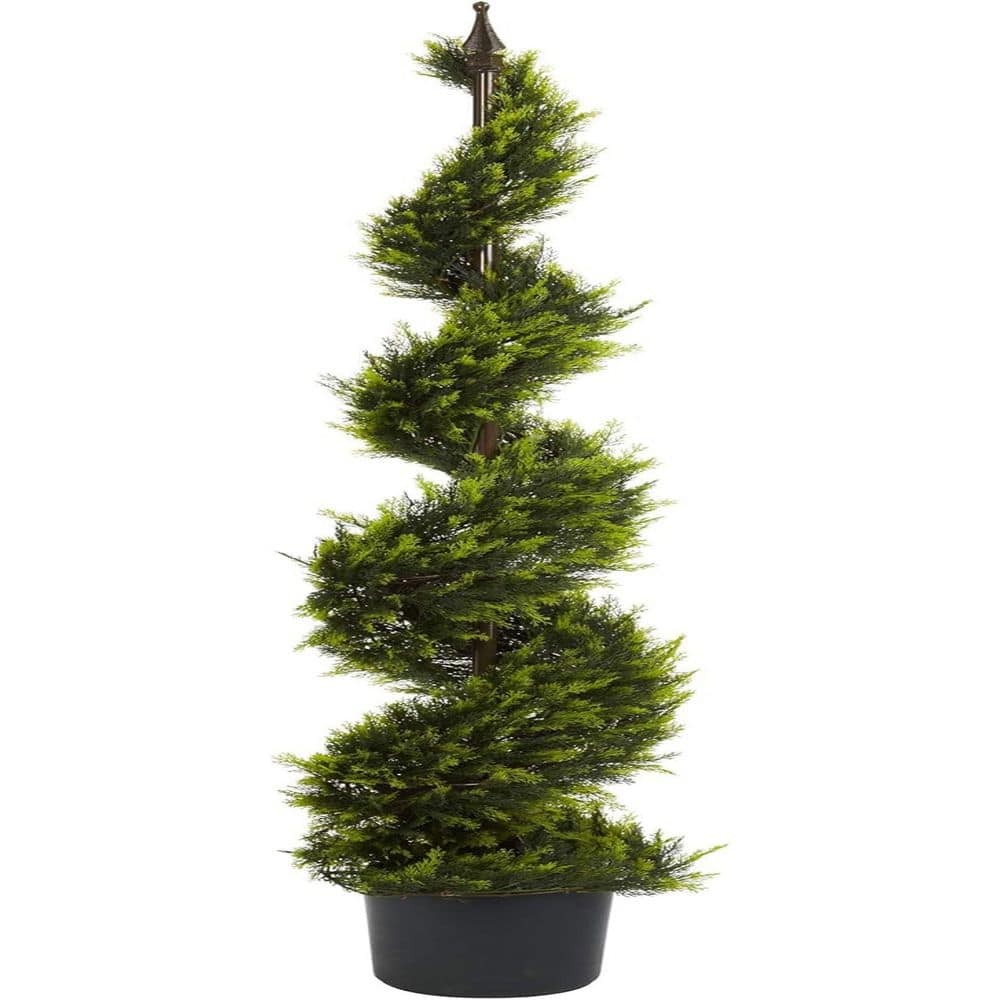 5 Ft. Artificial Cypress Spiral Tree in Black Pot, Artificial Indoor Home Decor Plant