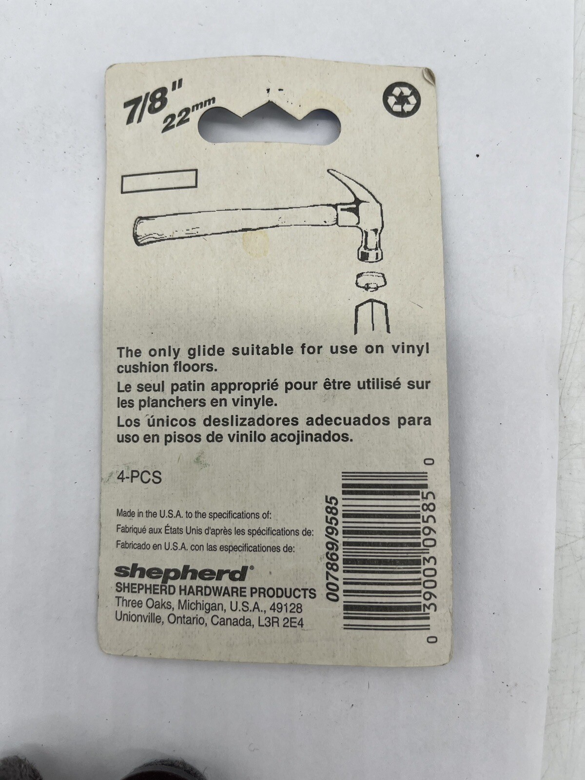 NOS 4-PCS/pack Shepherd Felt Sliding Chair/Table Leg Pads/Tips 7/8