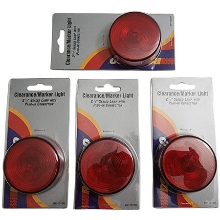 Lot of 4 RoadPro RP-1010R 2.5 Inch Sealed Round Clearance / Marker Light - Red