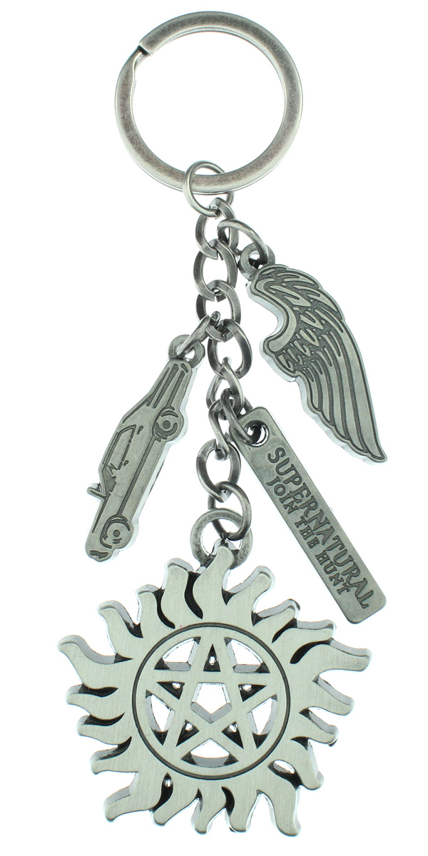 Supernatural Metal Keychain with Anti-Possession 67' Impala Angel Wing Charms