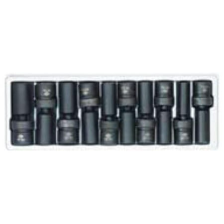 Sunex 2658 10Piece 1/2  Drive Deep Universal Standard Metric Impact Socket Set