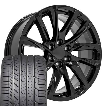 OE Wheels CA90 22 Inch Rims and Tires Fit Escalade Style 6x139.7 22x9 Gloss Black - Hollander 4875 - Eagle Sport as 285/45-22 (Set of 4)