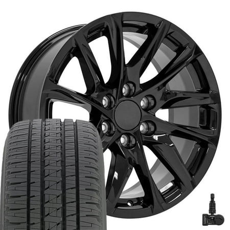 OE Wheels CA90 20 Inch Rims  Tires & TPMS Fit Escalade Style 6x139.7 20x9 Gloss Black - Hollander 4875 - Bridgestone Dueler Alenza HL Plus 275/55-20 (