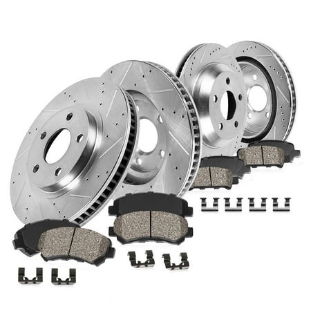 Callahan Brake Parts Brake Kit for INFINITI G37 08-13 INFINITI Q60 14-15 Nissan 350Z 2009 Nissan 370Z 09-19 Nissan Z 23-24 Front and Rear Drilled Slot