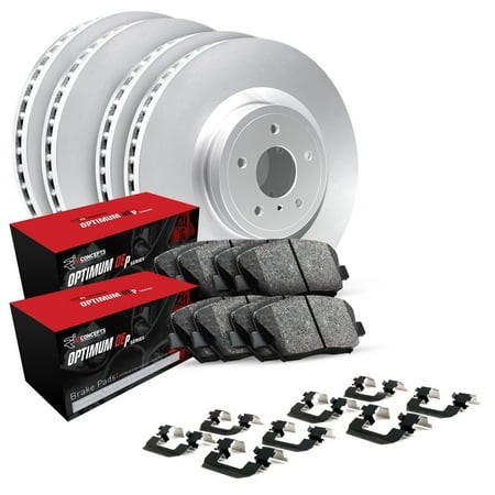 R1 Concepts Front Rear Brakes and Rotors Kit |Front Rear Brake Pads| Brake Rotors and Pads| Optimum OEp Brake Pads and Rotors |Hardware Kit WJUH2-3119
