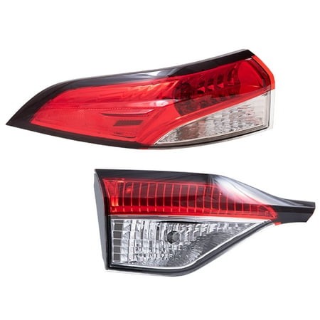 Brock 6222-0141LC2 Replacement Tail Light Assembly Set Compatible with 2020-2024 Toyota Corolla L/LE/SE Sedan North America Built