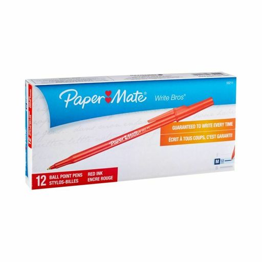 Paper Mate Ballpoint Stick Pens, Medium Point, 1.0 Mm, Red Barrel, Red Ink, Pac
