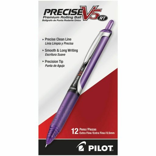 Pilot Precise V5 Liquid Retractable Rollerball Pens, 0.5 Mm, Purple Ink, 12-Pack