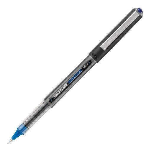 Uni-ball Vision Rollerball Pens, Micro Point, 0.5 Mm, Black Barrel, Blue Ink,