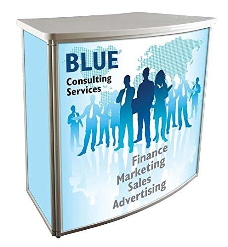 M & T Displays Portable Counter Promo Display Stand Midsize Convex Counter White Top Without Printing or Bag 33x39