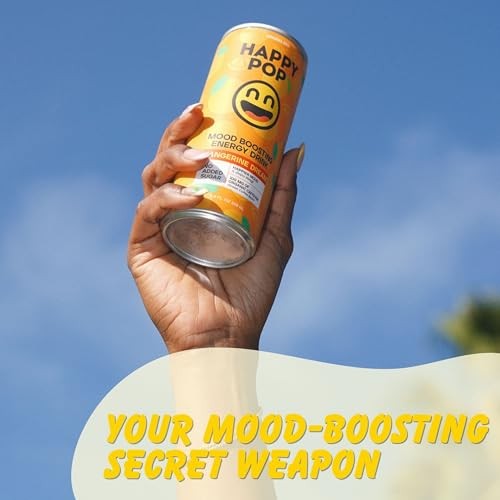 HAPPY POP! Mood Boosting Energy Drink, 8.4 Fl Oz, Sugar Free Energy Drinks, Healthy Energy Drinks, 100mg Organic Caffeine (12 Pack) – Tangerine Drea thumbnail
