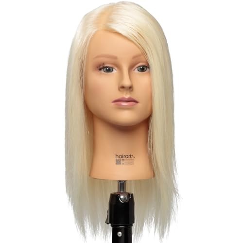 Olivia- [100% European Hair Mannequin], Cosmetlogy Training Head Doll, Platinum Blonde (17 Inch)