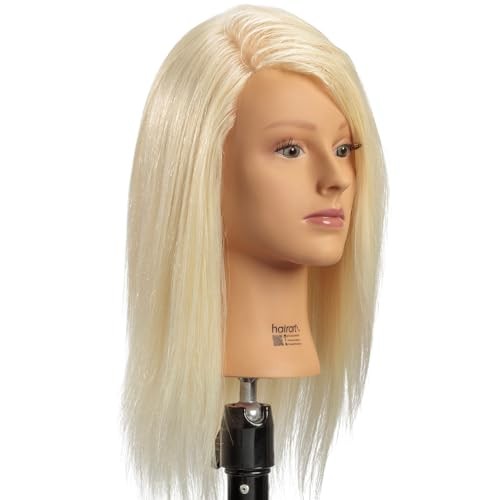 Olivia- [100% European Hair Mannequin], Cosmetlogy Training Head Doll, Platinum Blonde (17 Inch) thumbnail