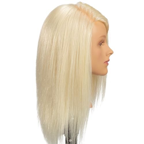 Olivia- [100% European Hair Mannequin], Cosmetlogy Training Head Doll, Platinum Blonde (17 Inch) thumbnail