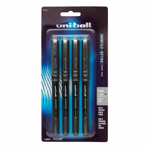 Uni-ball Vision Liquid Ink Rollerball Pens, Microtip Point, 0.5 Mm, Black Barr