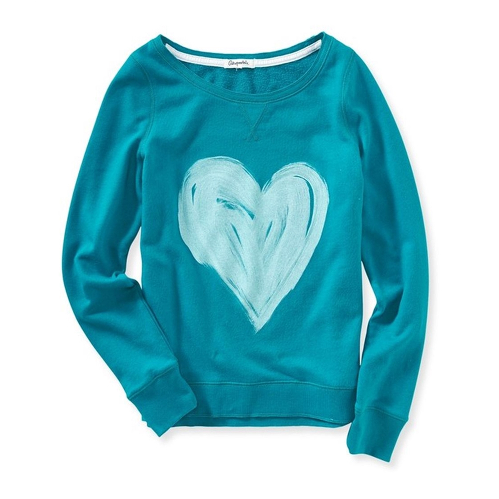 Aeropostale Womens Painted Heart Graphic T-Shirt  Green  Large