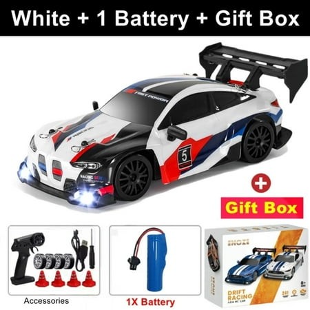 ATJIA RC Drift Car 1:24 Remote Control Cars 2.4GHz 4WD High Speed 30 KM/H Drift RC Cars with LED Light and Drifting Tires Racing Car