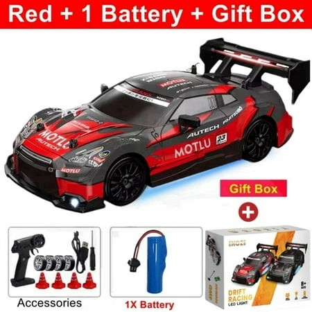 ATJIA RC Drift Car 1:24 Remote Control Cars 2.4GHz 4WD High Speed 30 KM/H Drift RC Cars with LED Light and Drifting Tires Racing Car