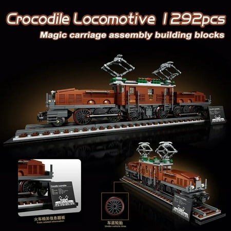 Creative Expert Crocodile Locomotive Building Blocks Trains Tracks Car Model Compatible 10277 Bricks Toys for Children Gifts