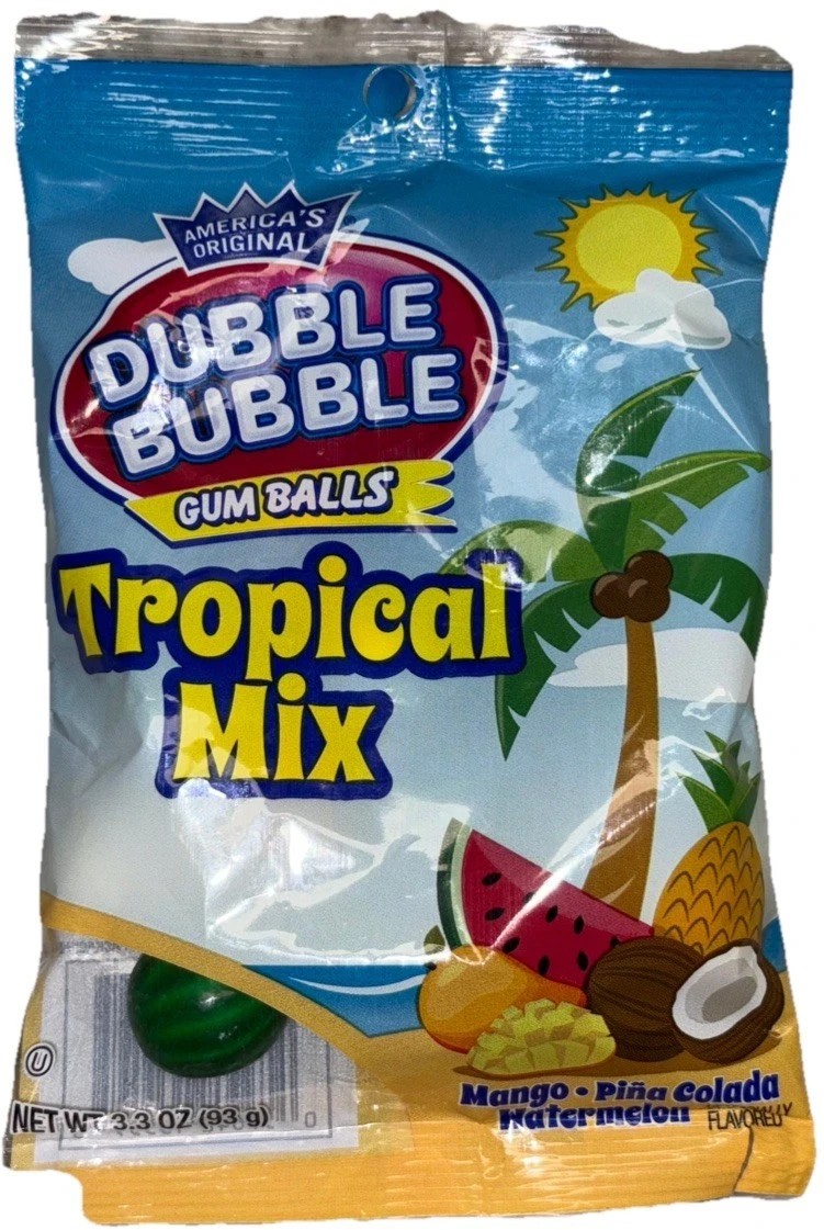 America's Original Dubble Bubble 3.3 Oz. TROPICAL MIX Gum Balls ** BB 5/2027 **