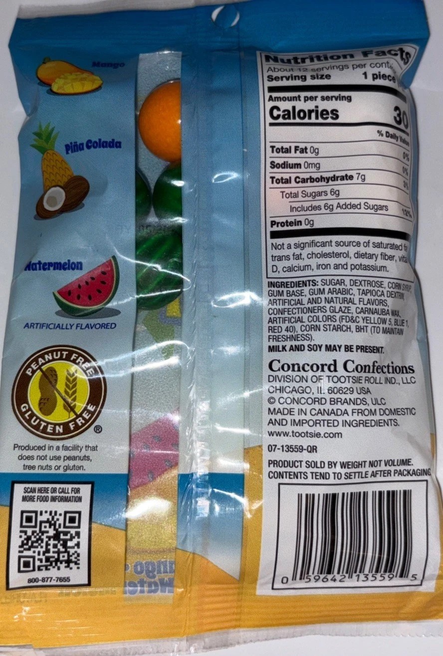 America's Original Dubble Bubble 3.3 Oz. TROPICAL MIX Gum Balls ** BB 5/2027 ** thumbnail