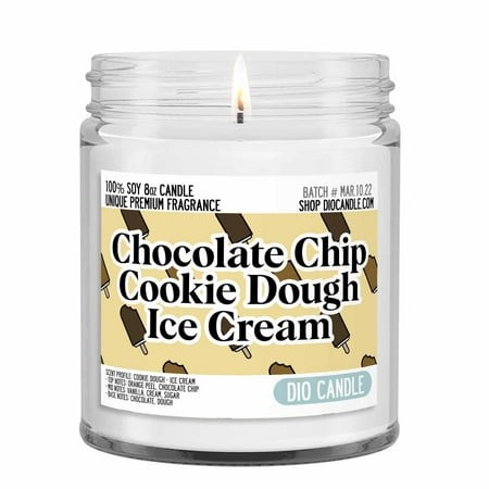 Chocolate Chip Cookie Dough Ice Cream Scented Candle - Smells Like Cookie Dough - Ice Cream - 100% Naturally Vegan Soy and Premium Fragrance | Handmad