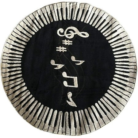 Piano Keyboard Music Round Area Rug Design #8306 (4 Feet X 4 Feet Round)