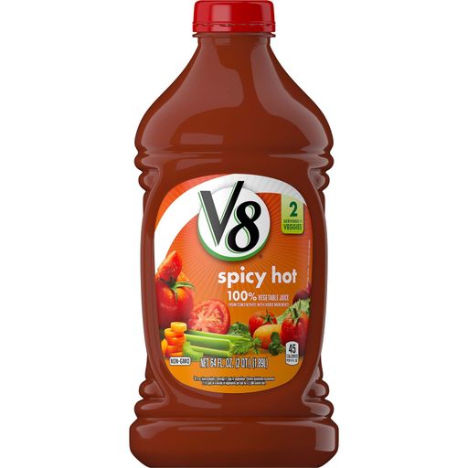 V8 100% Spicy Hot Vegetable Juice 64 Oz. Bottle Pack of 6