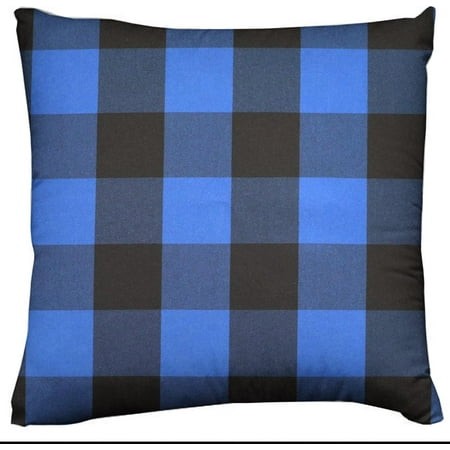 Buffalo Checkered Farmhouse Ative Throw Pillow Cushion Cover for Christmas   Bedroom  Sofa  Kitchen  Classroom  Living Room (22  X 22   Black Blue)
