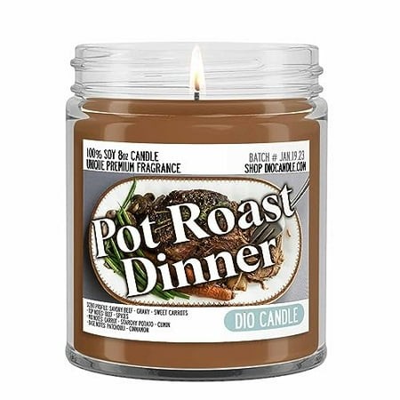 Pot Roast Scented Candle - Smells Like Savory Beef - Gravy - Sweet Carrots - 100% Naturally Vegan Soy and Premium Fragrance | Great Gift | Handmade in