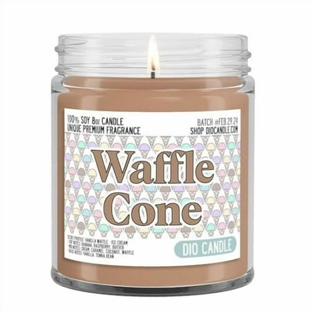 Waffle Cone Scented Candle - Smells Like Vanilla Waffle - Ice Cream- 100% Naturally Vegan Soy and Premium Fragrance | Great Gift | Handmade in Denver 