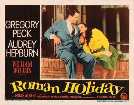 Roman Holiday Lobbycard from Left Gregory Peck Audrey Hepburn 1953 Movie Poster Masterprint (28 X 22)