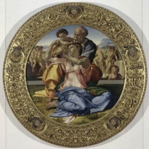 Holy Family with Young St John (Doni Tondo) Ca1505-1507 Michelangelo Buonarroti (1475-1564Italian) Tempera on Wood Galleria Degli Uffizi Florence Stre