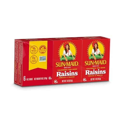 Sun-Maid California Sun-Dried Raisins - (6 Pack) 1 Oz Snack-Size Box - Dried Fruit Snack - for Lunches, Back to School Snacks, and Natural Sweeteners