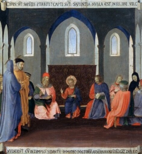 The Story of the Life of Christ Dispute with the Doctors Fra Angelico (1387-1455 Italian) Museo Di San Marco Florence Italy Stretched Canvas - Fra Ang