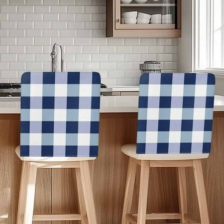 Buffalo Blue Plaid Chair Covers Set of 6 Spring Simple Pattern Chair Back Covers Stretch Removable Washable Slipcovers Protector for Dining Room Kitch