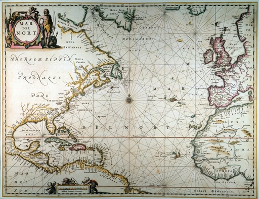 Atlantic Ocean Map 1650 Nengraved Map of the Atlantic Ocean 1650 by Jan Jansson from His Novus Atlas Poster Print by (18 X 24)