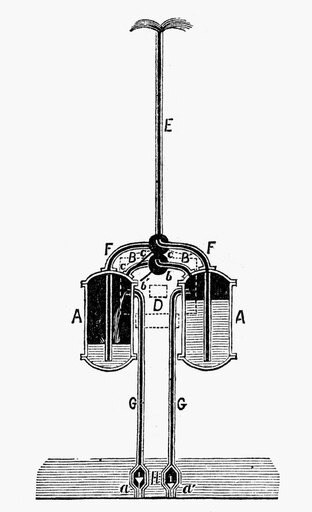 WorcesterS Engine 1650 Nmodel for an Early Steam Engine Based on the Designs of Edward Somerset Second Marquis of Worcester (1601-1667) Line Engraving