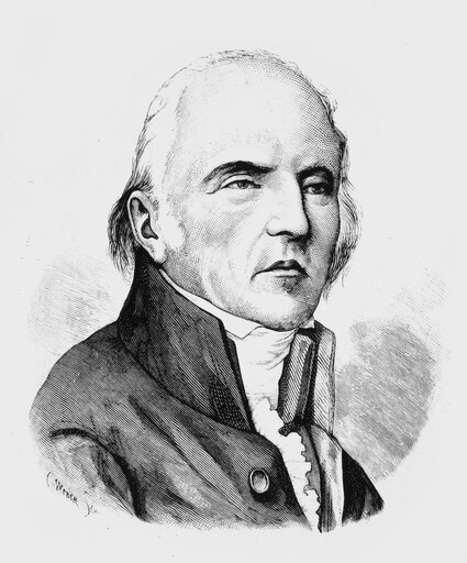 Chevalier De Lamarck N(1744-1829) Jean Baptiste Lamarck French Naturalist Line Engraving After an Engraving by Ambroise Tardieu Stretched Canvas - (18