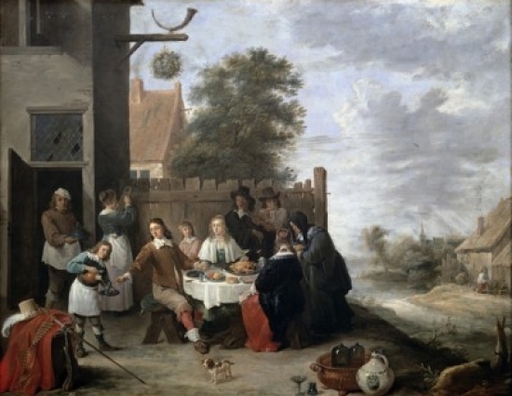 A Family Meal 17th Century Jan Steen (1626-1679 Dutch) Oil on Canvas Musee Du Louvre Paris France Stretched Canvas - Jan Steen (18 X 24)