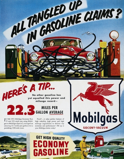 Mobil Advertisement 1953 Namerican Advertisement for Mobilgas Gasoline 1953 Poster Print by (18 X 24)